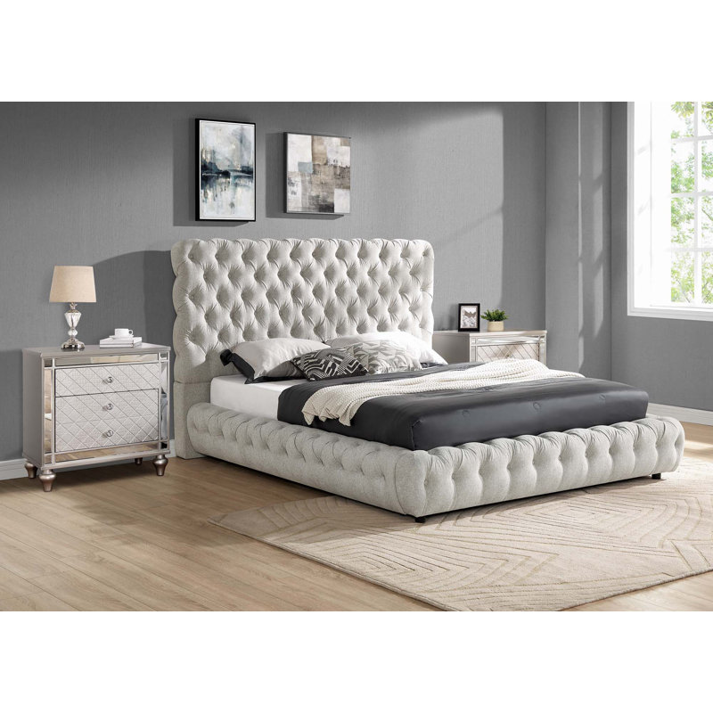 Tête de lit tapissier 1pc, Gris, Grand
