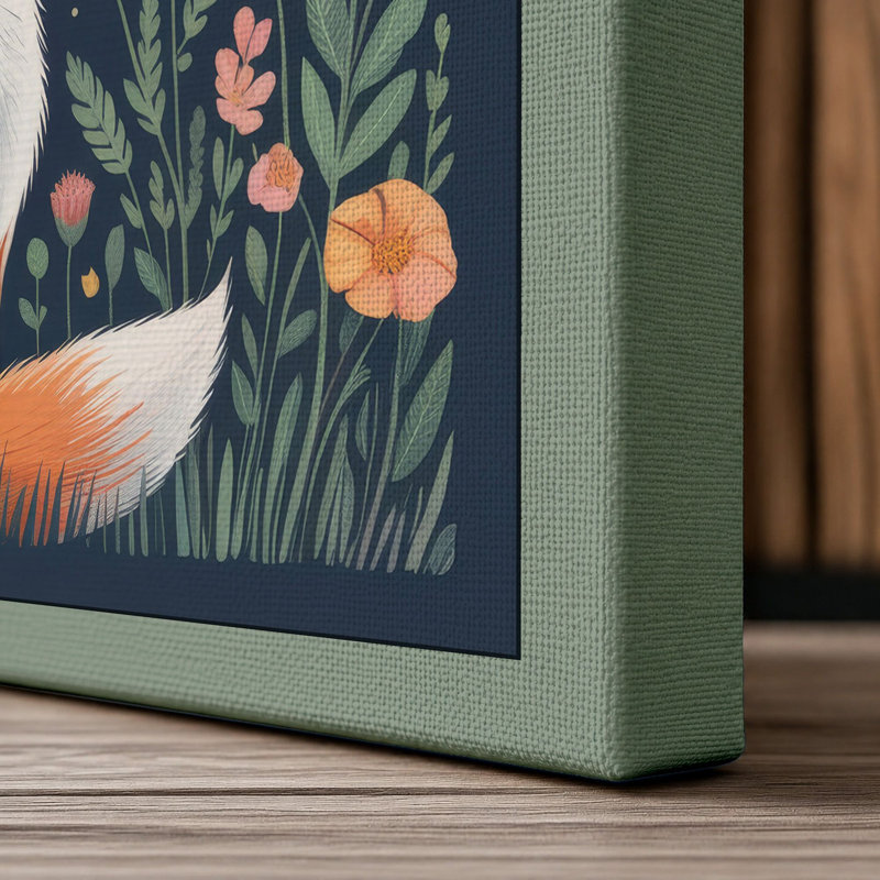 Fox Under Moonlight Boho - Wrapped Canvas, 30x20 - 76.2 x 50.8 cm, Sage Border