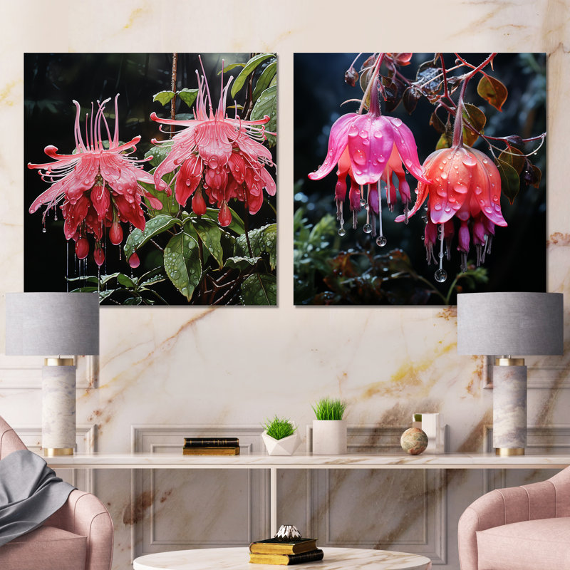 Pétale rose fuchsia coccinea fleurs I, H 16 po x l 32 po
