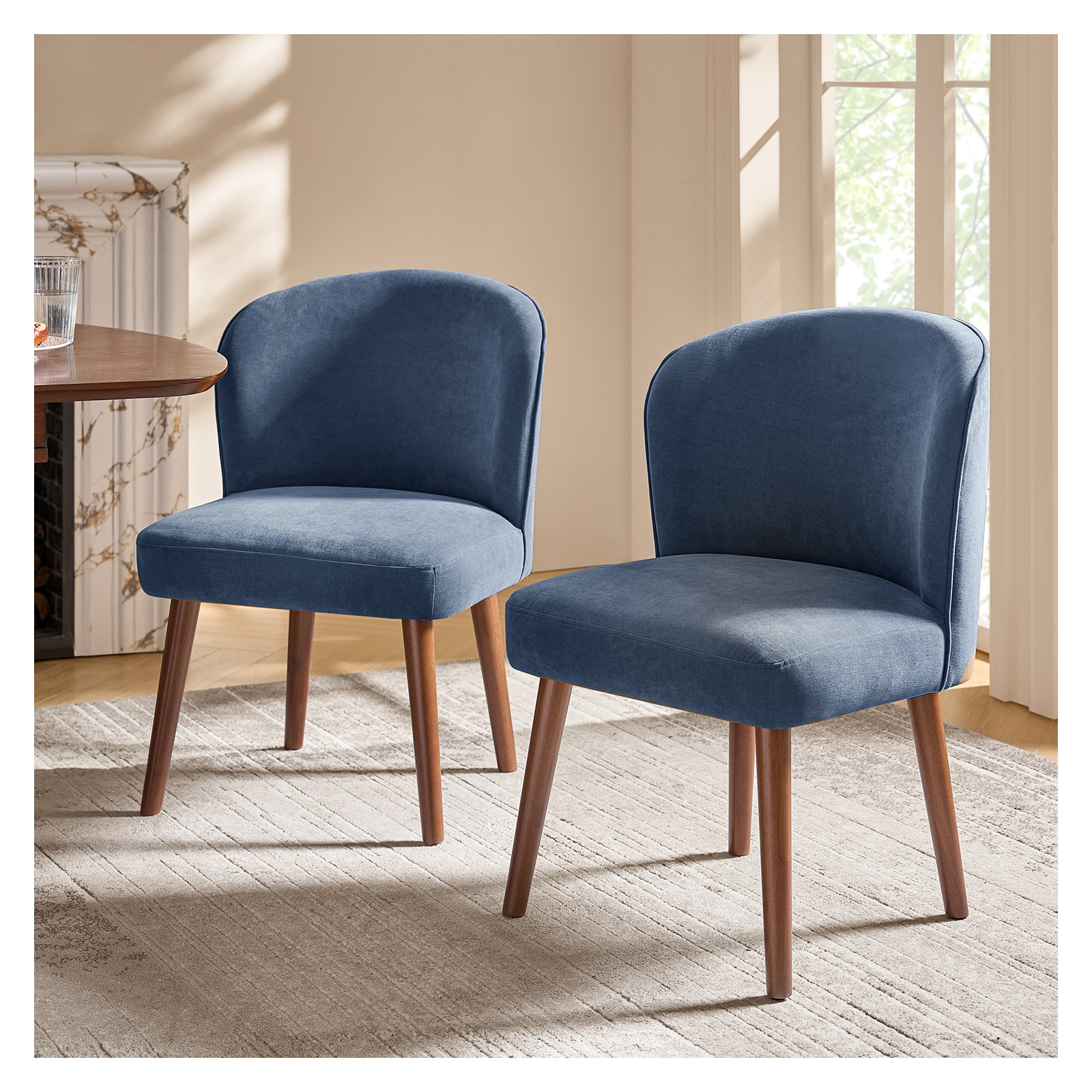 Davia Upholstered Dining Chair, Slate Blue