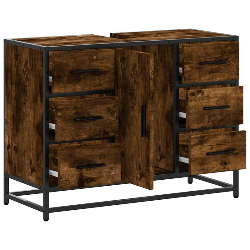 Alun Bathroom Cabinet, Smoked Oak