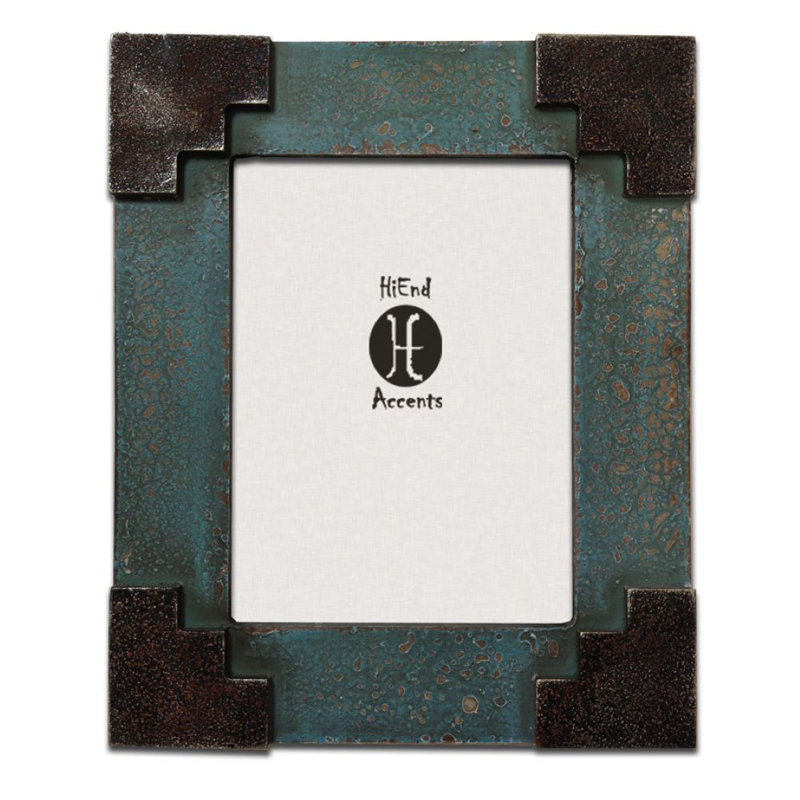 Santa Fe Wood Embossed Picture Frame, Turquoise