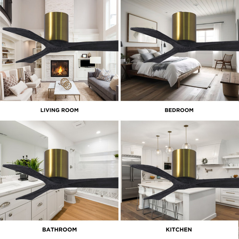Irene Ceiling Fan, Brushed Brass, 42", Matte Black