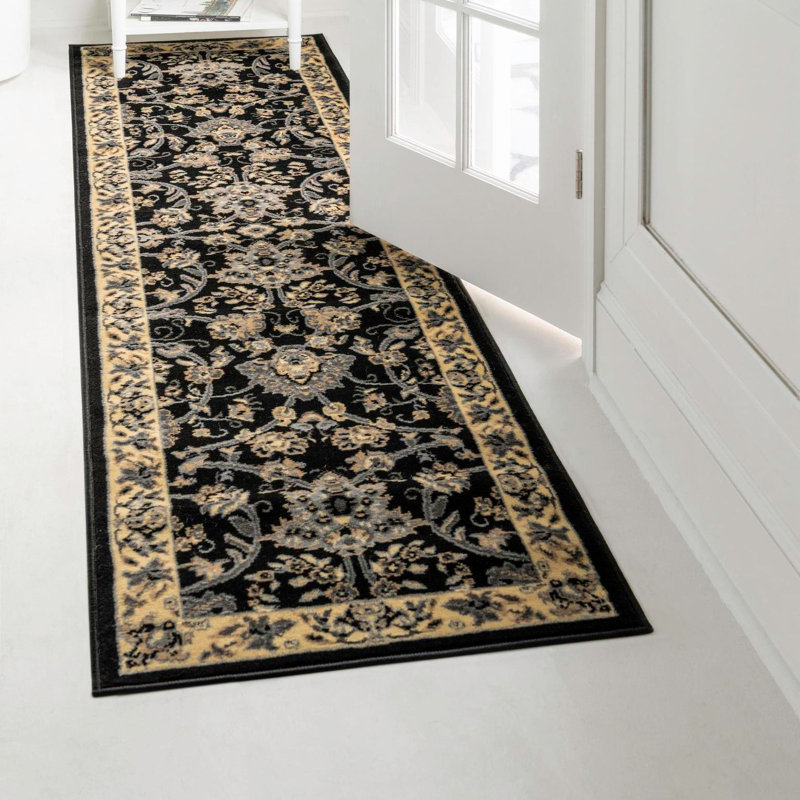 Bhatari Oriental Burgundy Area Rug, Runner 2'11" x 16'5", Black