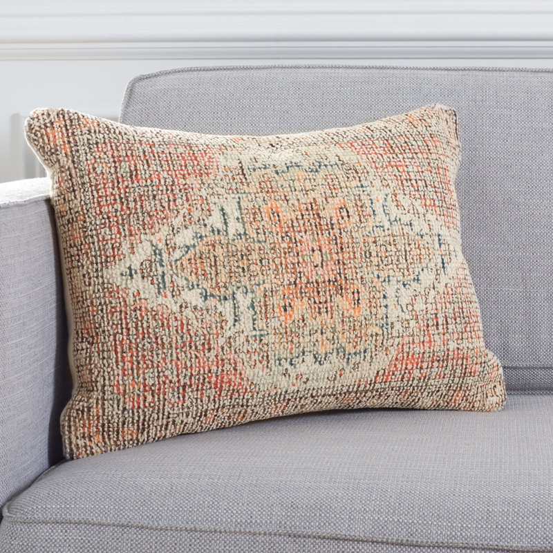 Ara 16 x 22 Inch Rust Cotton & Polyester Lumbar Pillow