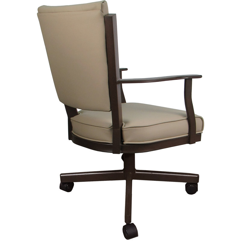 Leather Dining Caster Chair Swivel Tilt, Tan, Brown