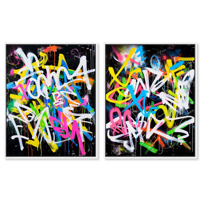 "Urban Evasion", ensemble de 2 toiles d'art moderne 