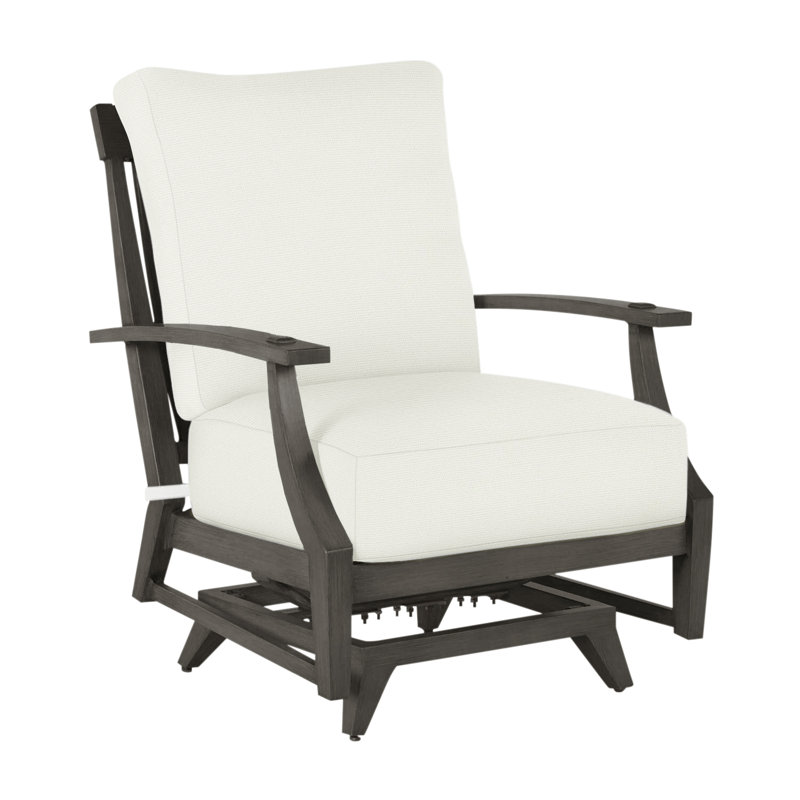 Croquet Patio Chair with Cushions, Slate Gray, No Welt, Natural White