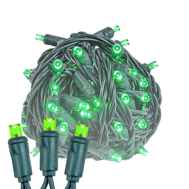 Mini guirlande de Noël 17 pieds 50 lumières DEL sur fil vert, ampoules grand angle de 5 mm, connectables, décor intérieur / extérieur, homologué UL