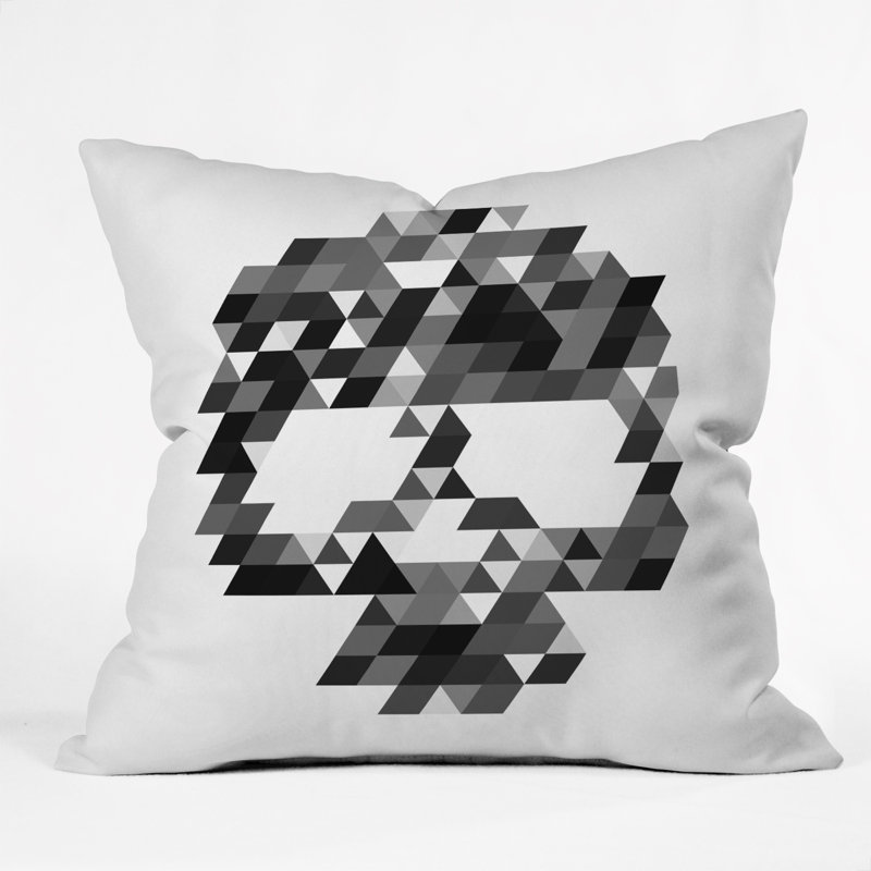 Coussin Skull Bw, 18 po x 18 po, Blanc