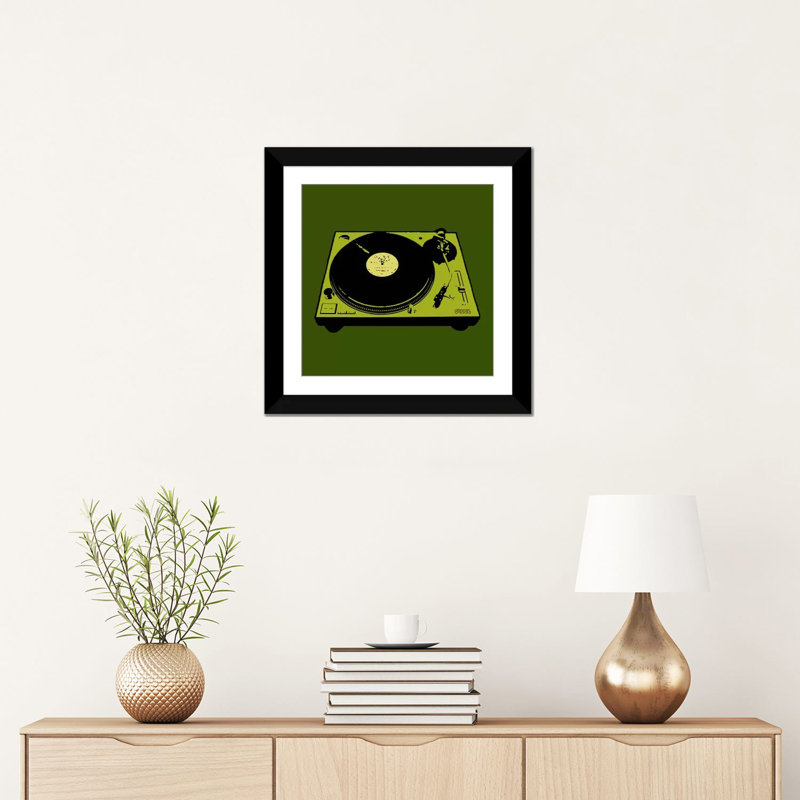 «Turntable Army Poster», impression sur toile, Papier d'art encadré noir, H 16 po x l 16 po x P 1 po