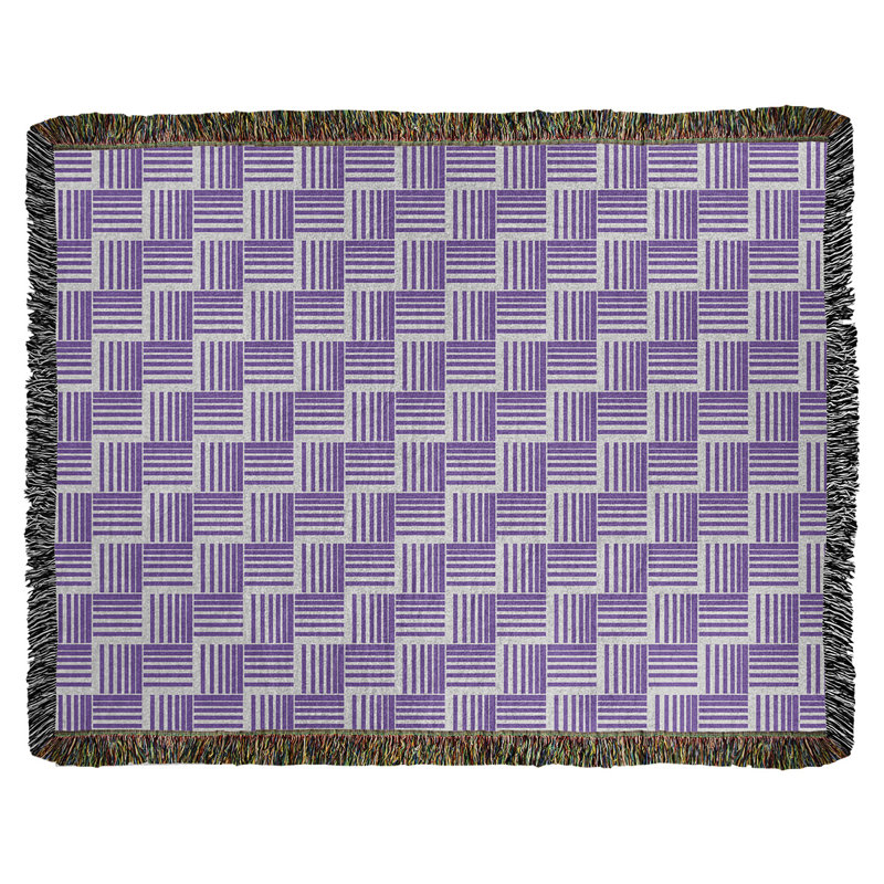 Couverture en coton tissé à rayures classique Basketwoven, L 37 po x L 52 po, Violet