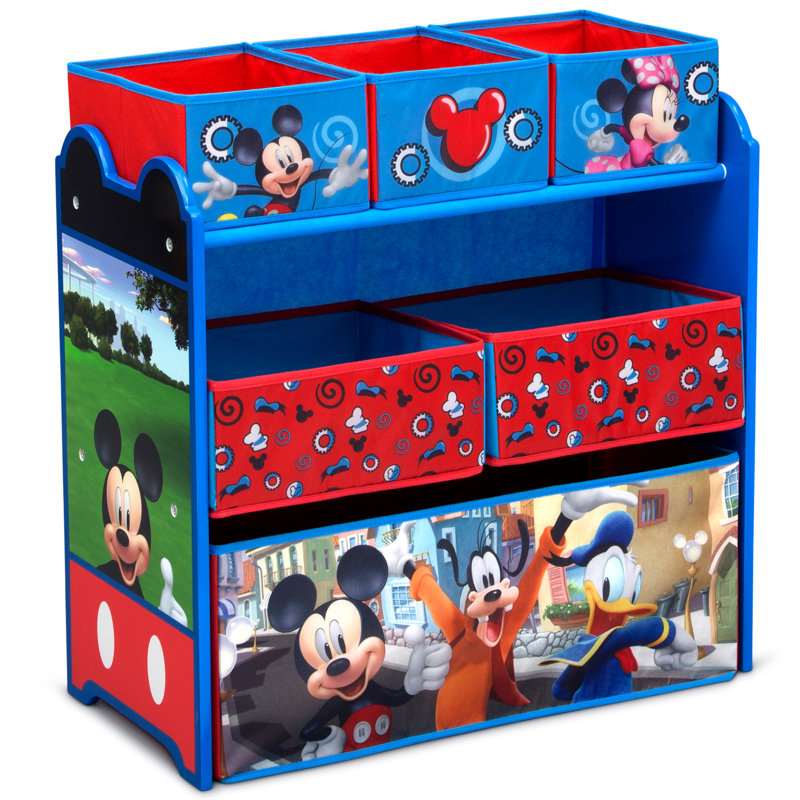 Disney Mickey Mouse 6-Bin Blue and Red Toy Organizer