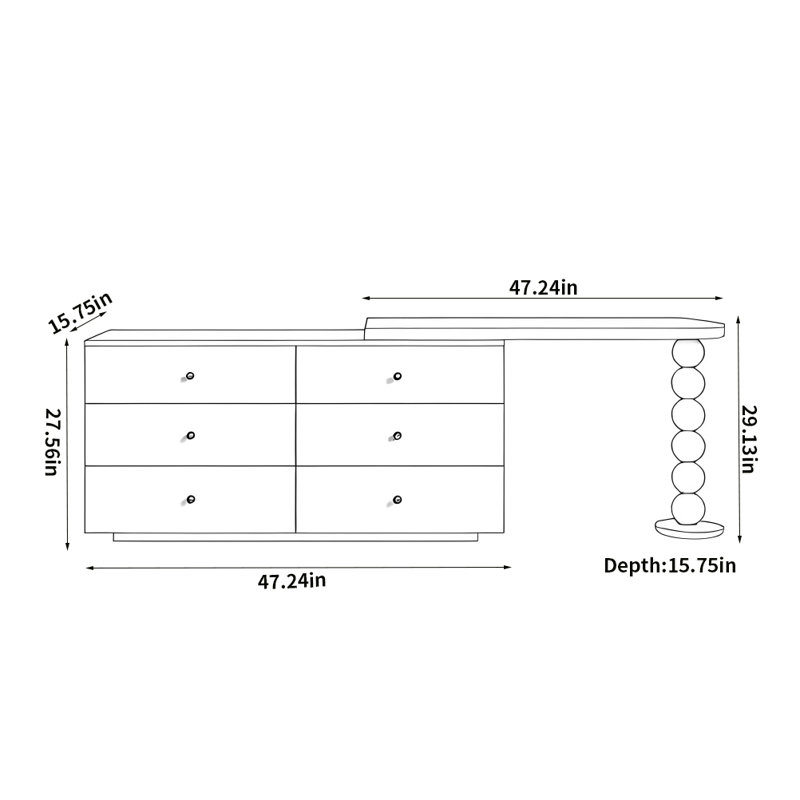 Commode créative rétro, Blanc cassé