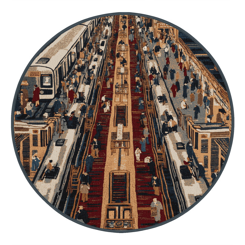 Tapis de transport noir lavable à la machine, Rond 5 pi