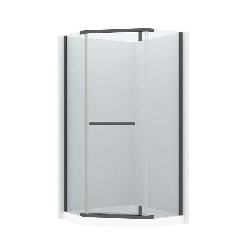 Cabine de douche réversible semi-sans cadre L 36 "x H 72", Noir mat