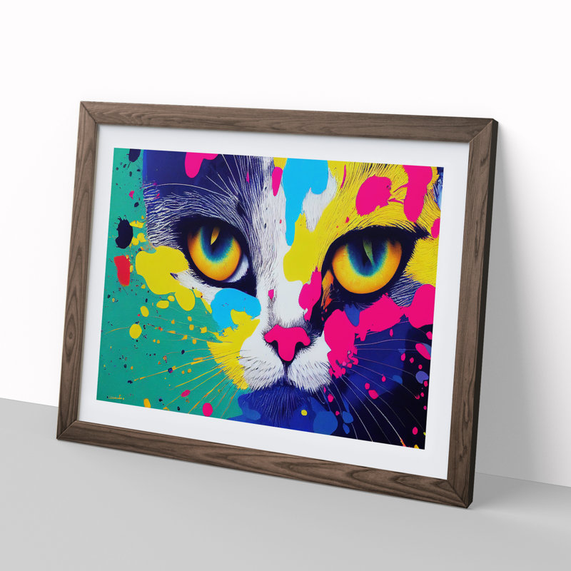 Cat Splashed Vol.3 Abstract - Framed Print, 25cm H x 34cm W x 2cm D, Walnut
