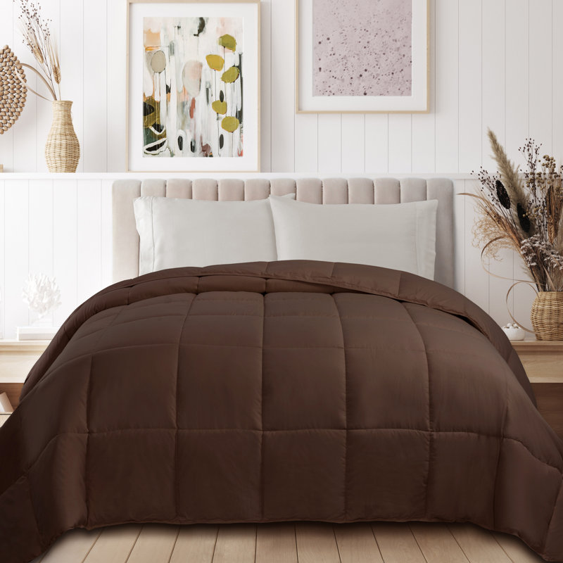 Édredon réversible en duvet synthétique hypoallergénique toutes saisons de poids moyen classique, Chocolat
