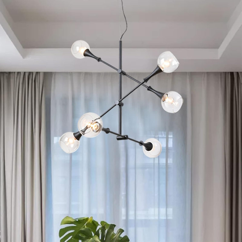 Modern Sputnik Chandelier, 6-Light Globe Sphere Pendant Light