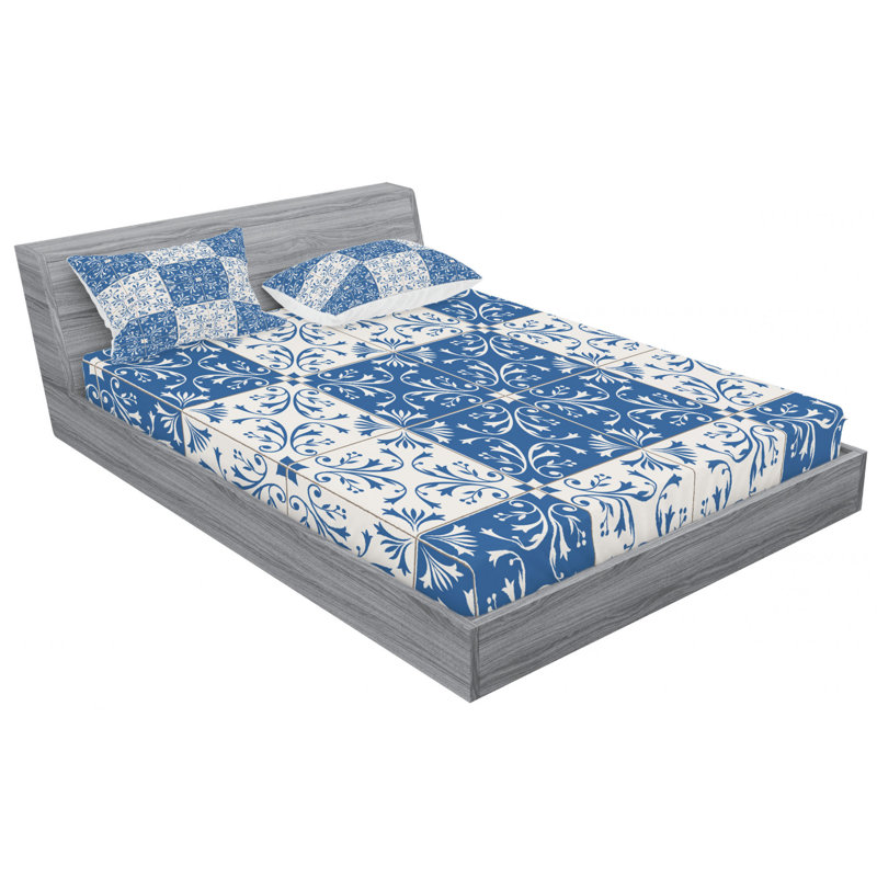 Microfiber Floral Sheet Set, Full Sheet Set with Fitted Sheet