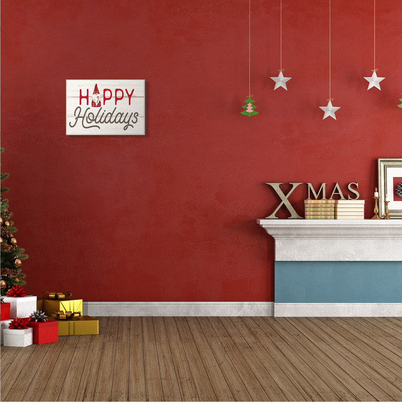 Gnome de Noël Joyeuses Fêtes, Plaque murale, H 10 po x l 15 po