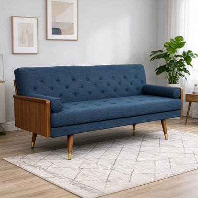 Mid Century Modern Tufted Fabric Sofa