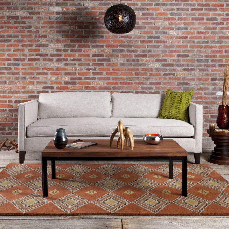 Ailey Authentic Hand-Tufted Handmade Rust, Brown & Gold Modern Geometric Wool Area Rug