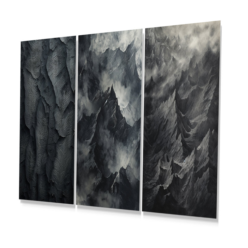 Mountains Percolated Peaks - Montagnes, ensemble de 3 impressions sur métal, H 28 po x l 36 po
