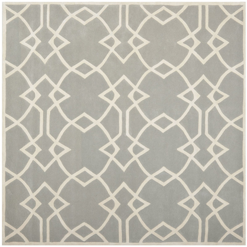 Hamid Hand Tufted Wool Geometric Rug, Square 7'