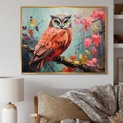 Pink And Blue Owls Gaze I - Owl Animal Wall Art