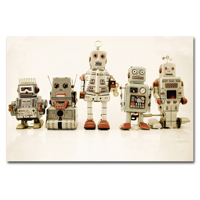 Robot Friends Print, 24" H x 36" W, Unframed Paper