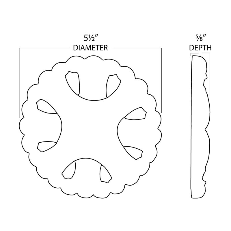 5-1/2 in x 5/8 in Unfinished Large Hand Carved Solid Hard Maple Decorative Rosette Wood Applique