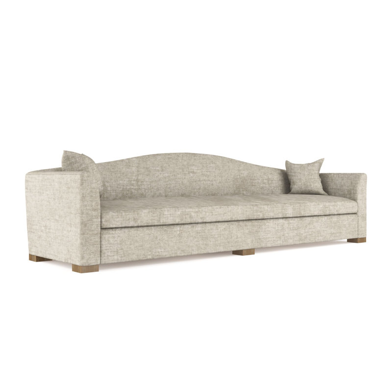 Canapé extra long Horatio Camelback Taper, H 33 po x l 120 po x P 36 po, Ébène, Velours écrasé huître