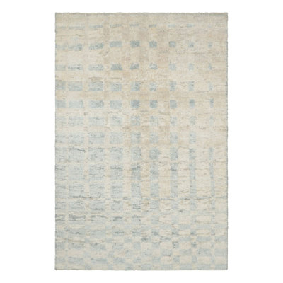 Rug & Kilim's Modern Textural Rug In Blue And Beige Geometric Pattern