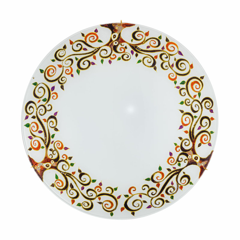 Serena 3 Light Flush Ceiling Light, Gold/Black/Red