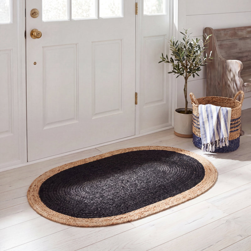 Tapis noir / naturel Natural Fiber 801, Ovale 2 pi 6 po x 4 pi