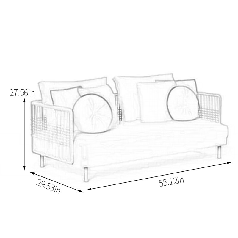 Nenshi 55.12'' Wide Rectangle Loveseat with Cushions
