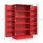 Rangement de cuisine en rouge, portes doubles, tablettes à 5 niveaux, 12 épices, fonction réglable-130040463