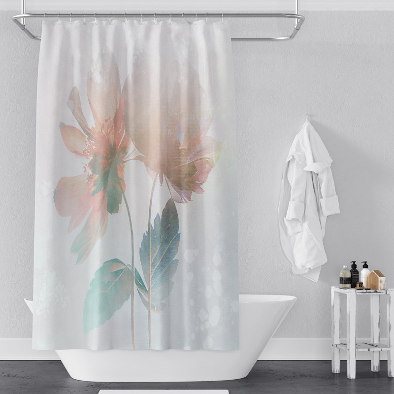 Soft Colours Floral Print Shower Curtain, 72" H x 70" W