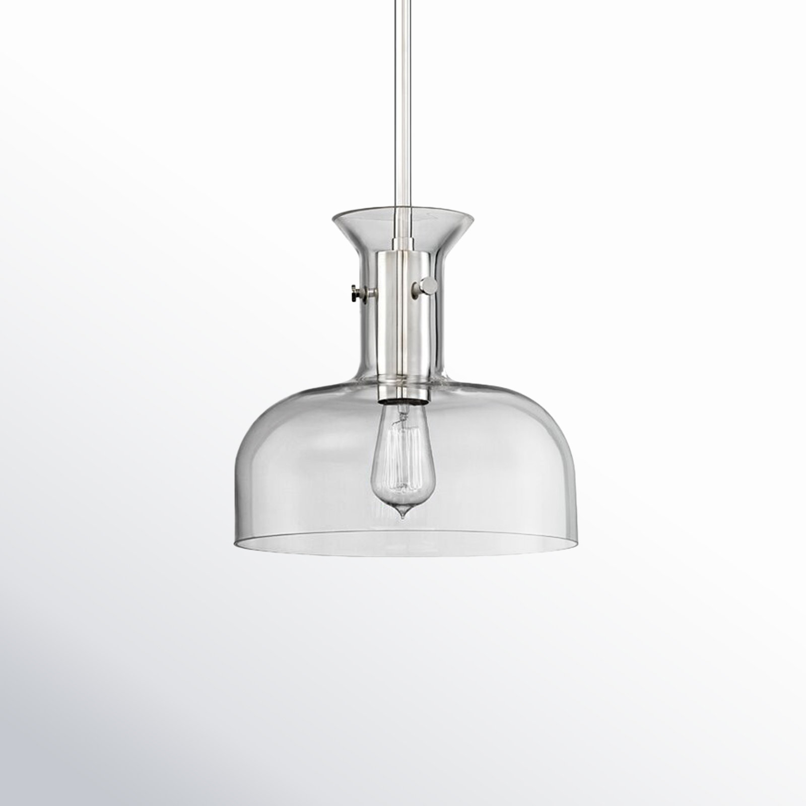 Mayer Single Light Glass Pendant, Aged Brass, 11.5" H X 12" W X 12" D