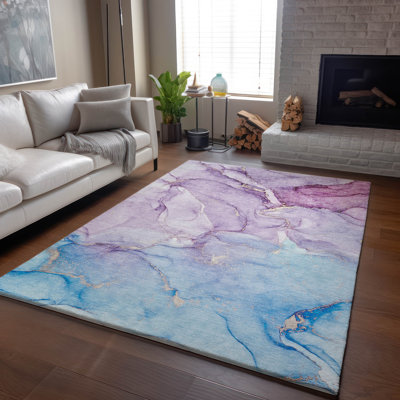 Premium Machine Washable Cerrito AMF516 Purple Rug