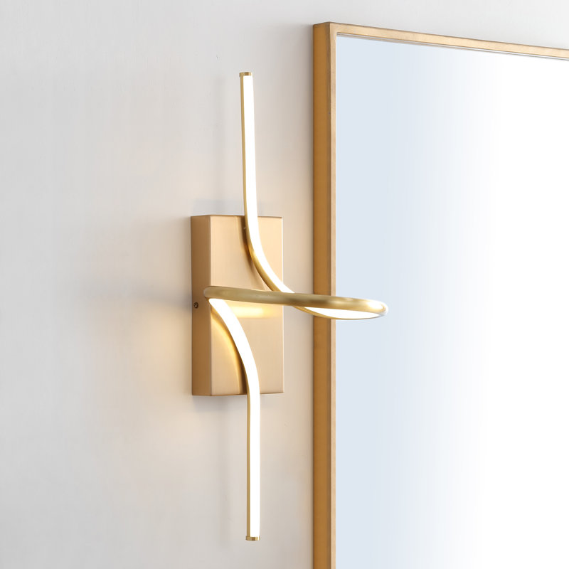 Colello Sketch Minimalist Metal Integrated LED Vanity Light Sconce, Gold