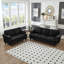 Causeuse et canapé 2 + 3 places Modern Classic avec garniture cloutée, structure en bois massif et housses de coussin amovibles.