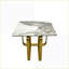 Table basse rectangulaire en pierre frittée avec cadre en métal doré pour le salon, facile à nettoyer et résistante aux égratignures