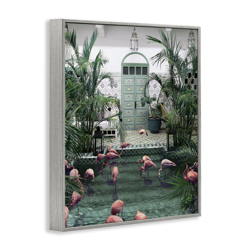 «Tropical Flamingo Pool Resort», estampe numérique encadrée par Ziwei Li, H 30 po x l 24 po x P 1,5 po