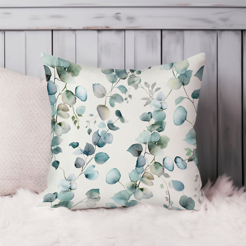 Botanical Eucalyptus Leaves Pattern I Pillow Cover, 20"H x 20"W