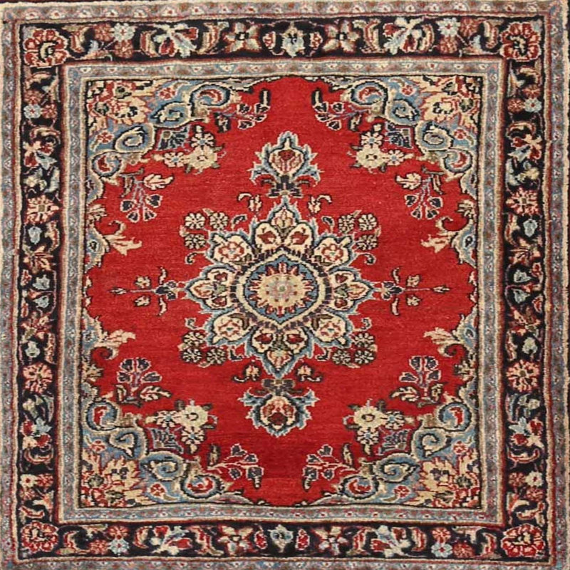 Tapis de style oriental rouge, Carré 7 pi