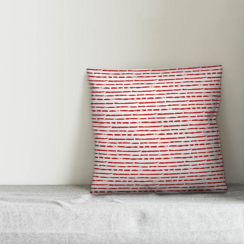  Housse et insert de coussin carré Tally, 20 po x 20 po, Blanc / rayures rouges 1