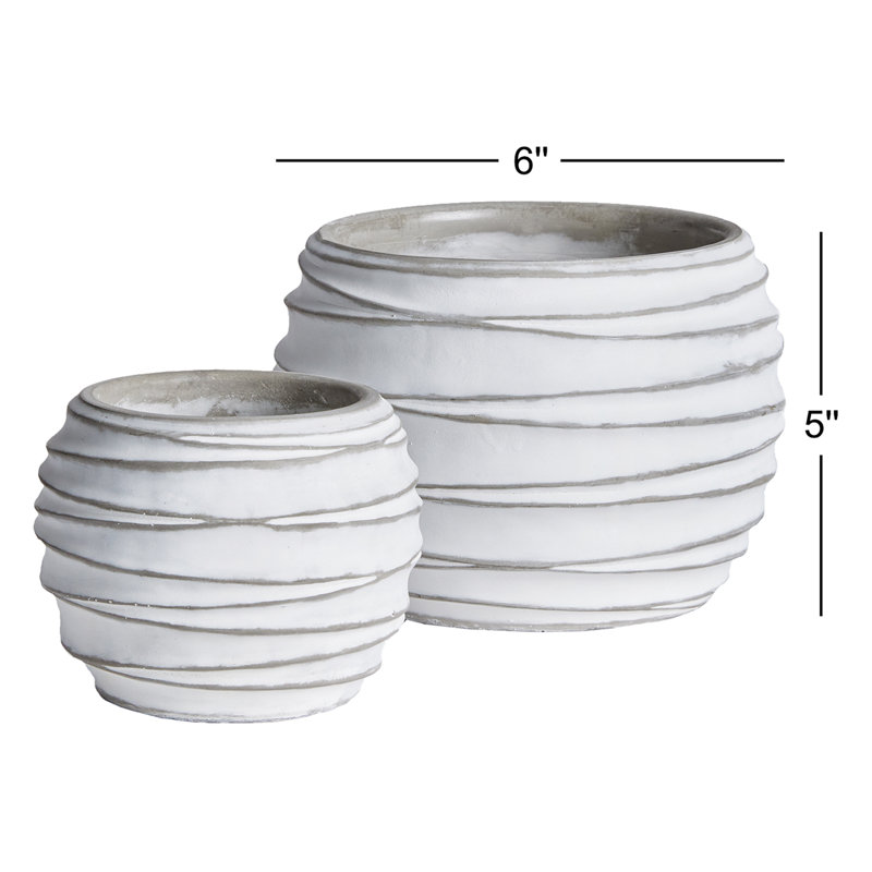 Falesia Handmade Planter, White, 6" H x 6" W x 3.75" D
