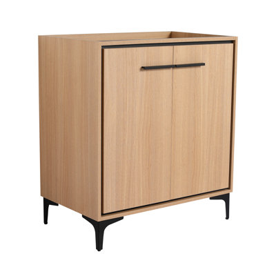 Base de meuble-lavabo 30 po sans lavabo - couleur chêne, armoire de rangement avec portes, conception minimaliste pour la salle de bain, lavabo en bois d'ingénierie 30 po, armoire d'ingénierie, rangement organisé, américain